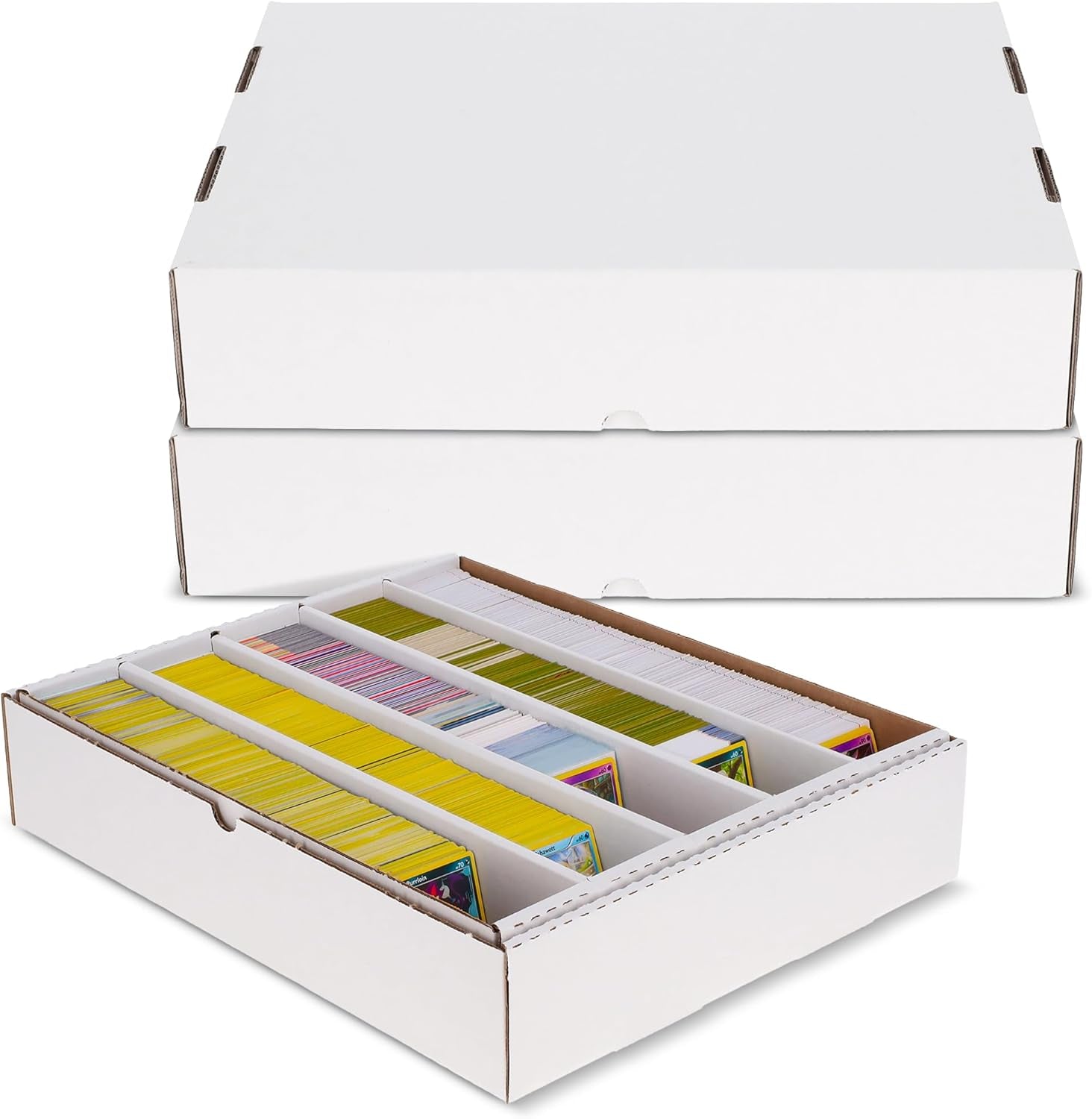 5000Ct Trading Card Storage Boxes (Full Lid) – 2 Pack | TCG & MTG Card Storage Organizer | Fits Card Dividers & Sorting Tray | Corrugated Cardboard Box for Collectible Cards