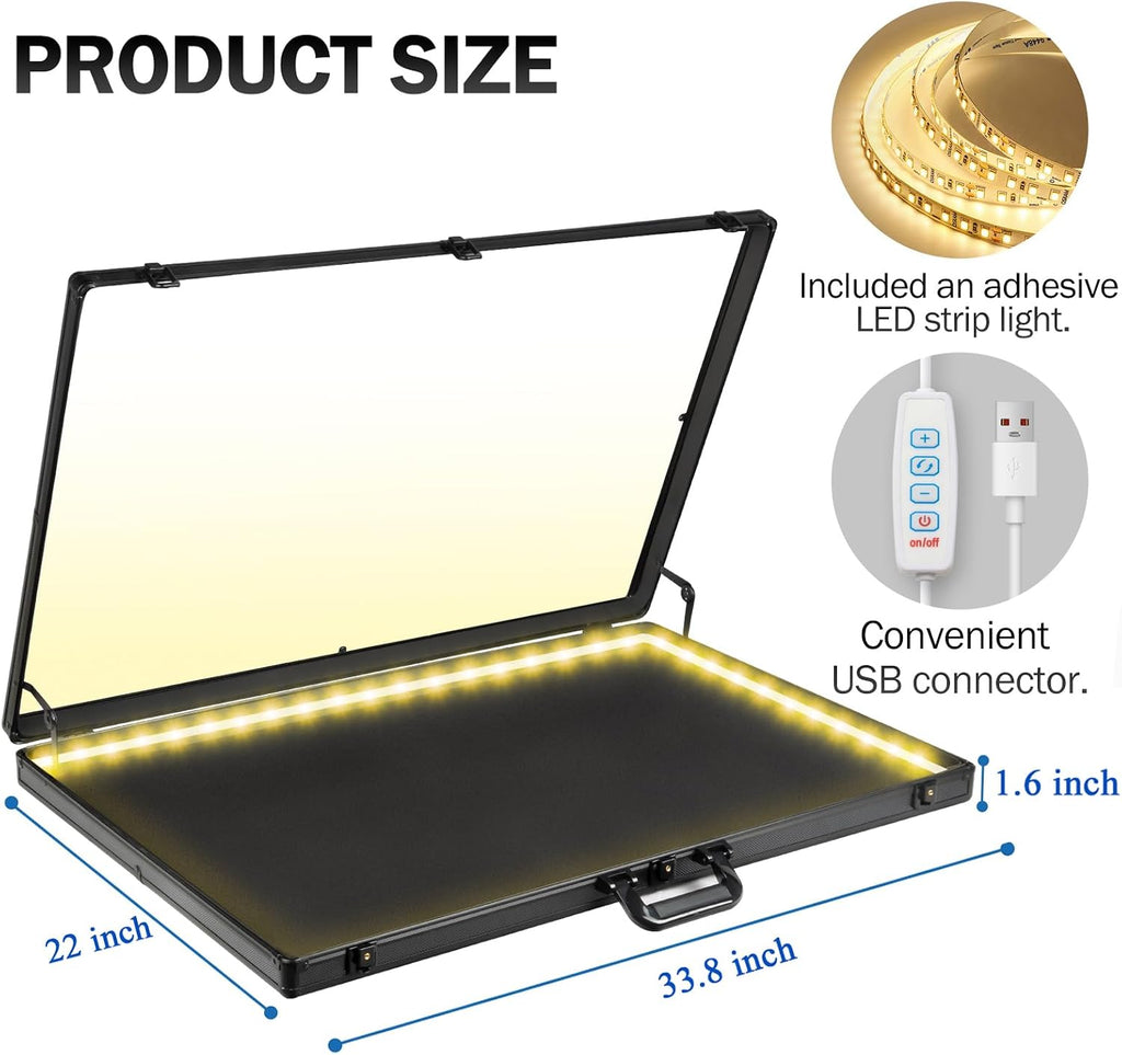 Card Display Case with LED Light for Trading Card, 34 X 22 Inch Aluminum Large Portable Card Show Display Case, Lockable Trade Show Display Cases for Pokemon Cards, Coin, Collectibles, Silver