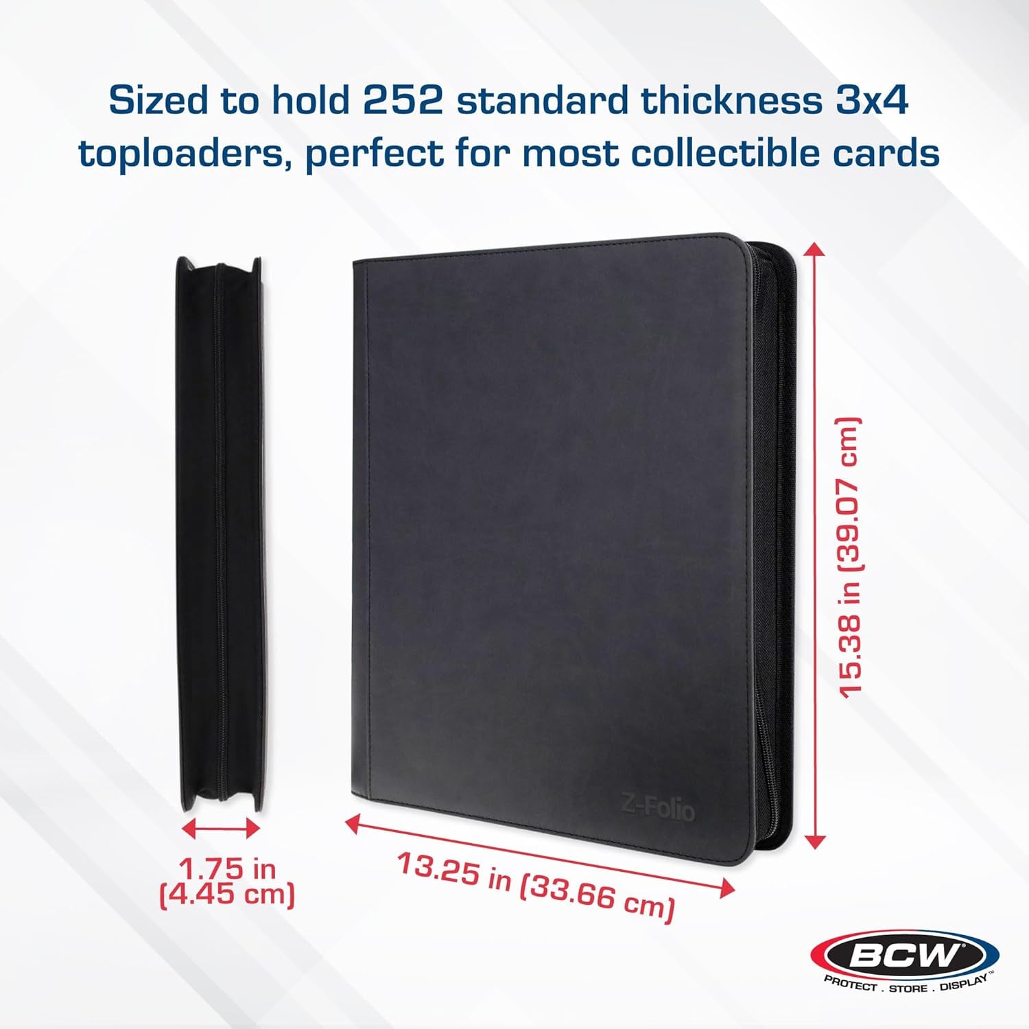 Top Loader Binder | 9-Pocket LX Album | Black Leatherette Toploader | Archival Safe | Side-Loading Pages | Holds 252 Standard 3X4 Toploaders | Ideal for Sports, Trading, and Gaming Cards