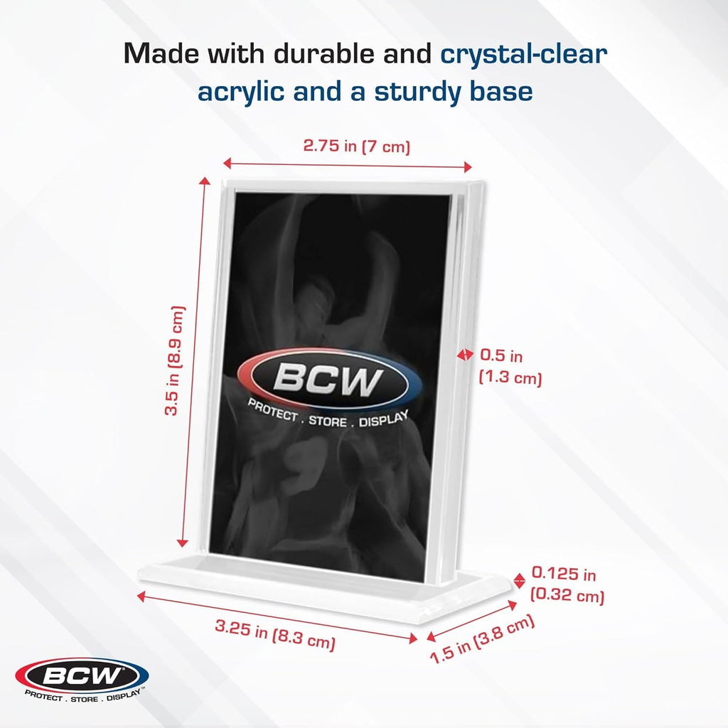 Trading Card Display Stand - 1 Ct | Acrylic Card Holder Stand for Sports Cards, Pokémon & TCG | Stable Vertical Card Stand with Beveled Edges | Clear Sports Card Display Stand
