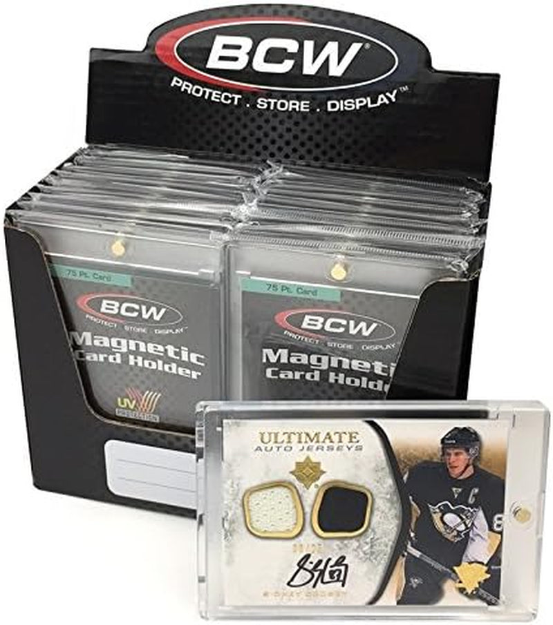 Magnetic Card Holder - 75 PT Thickness - 18Ct | Protective Display Card Case with Secure Gold Magnet Closure | UV Protection, Quick Access Design for Sports, Gaming, and Collectible Cards