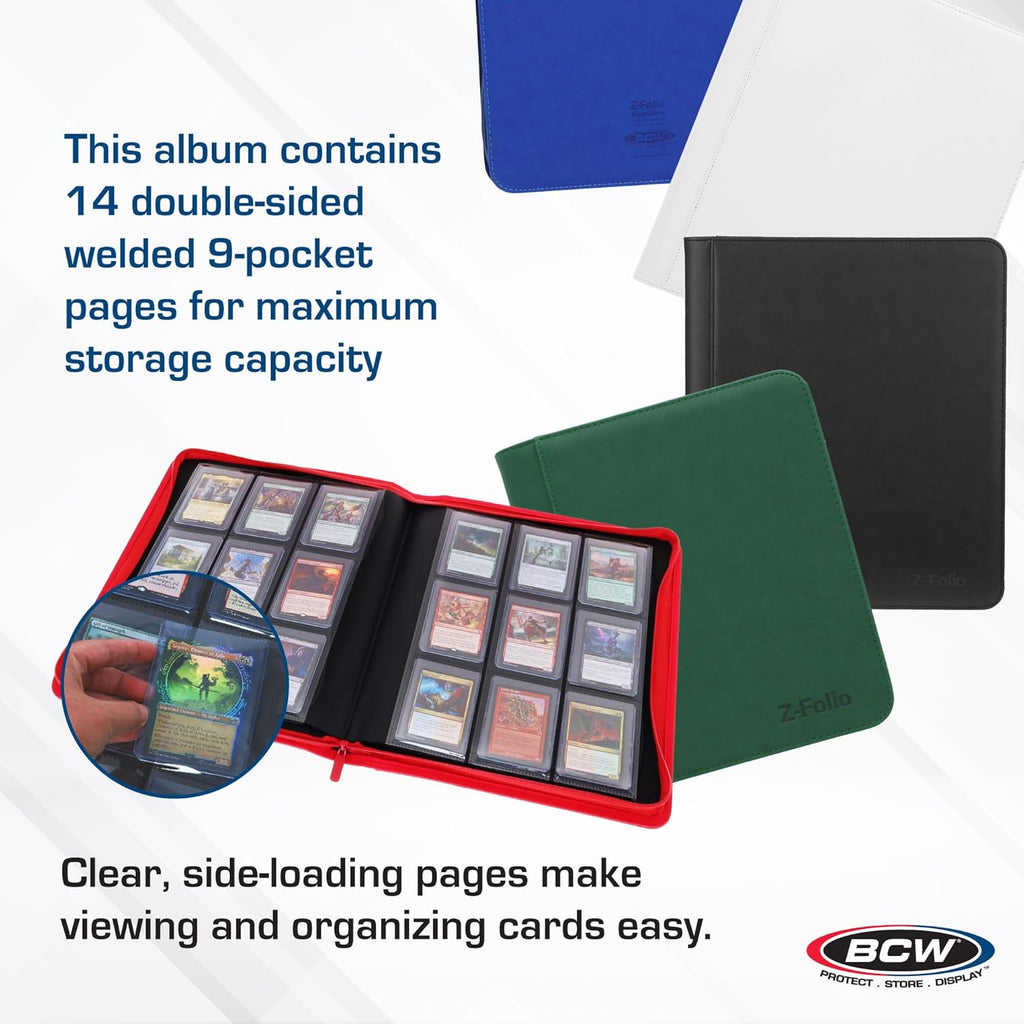 Top Loader Binder | 9-Pocket LX Album | Black Leatherette Toploader | Archival Safe | Side-Loading Pages | Holds 252 Standard 3X4 Toploaders | Ideal for Sports, Trading, and Gaming Cards