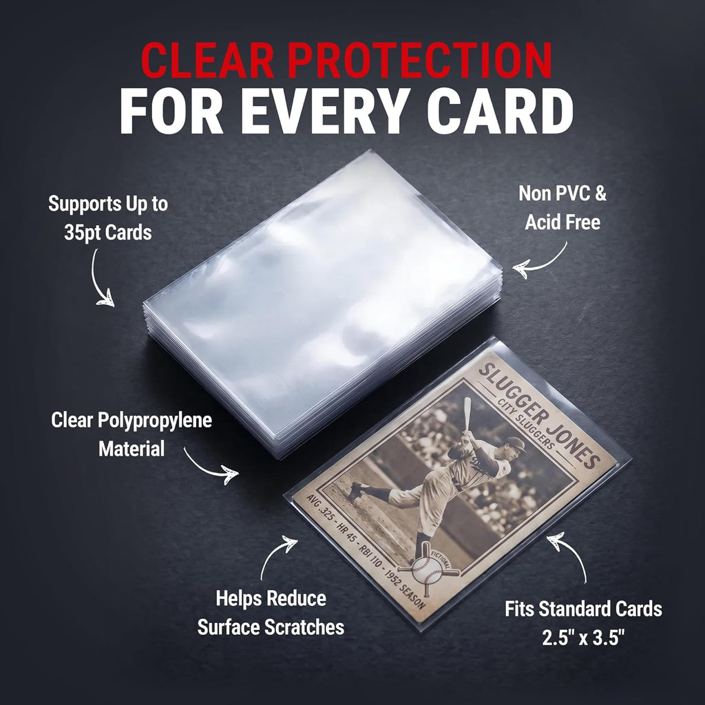 Penny Sleeves for Trading Cards – 2.5" x 3.5" Standard Size – Clear Soft Card Protectors – Non-PVC Polypropylene – 3 Pack of 500 (Total 1500) – Perfect for Sports & Collectible Cards