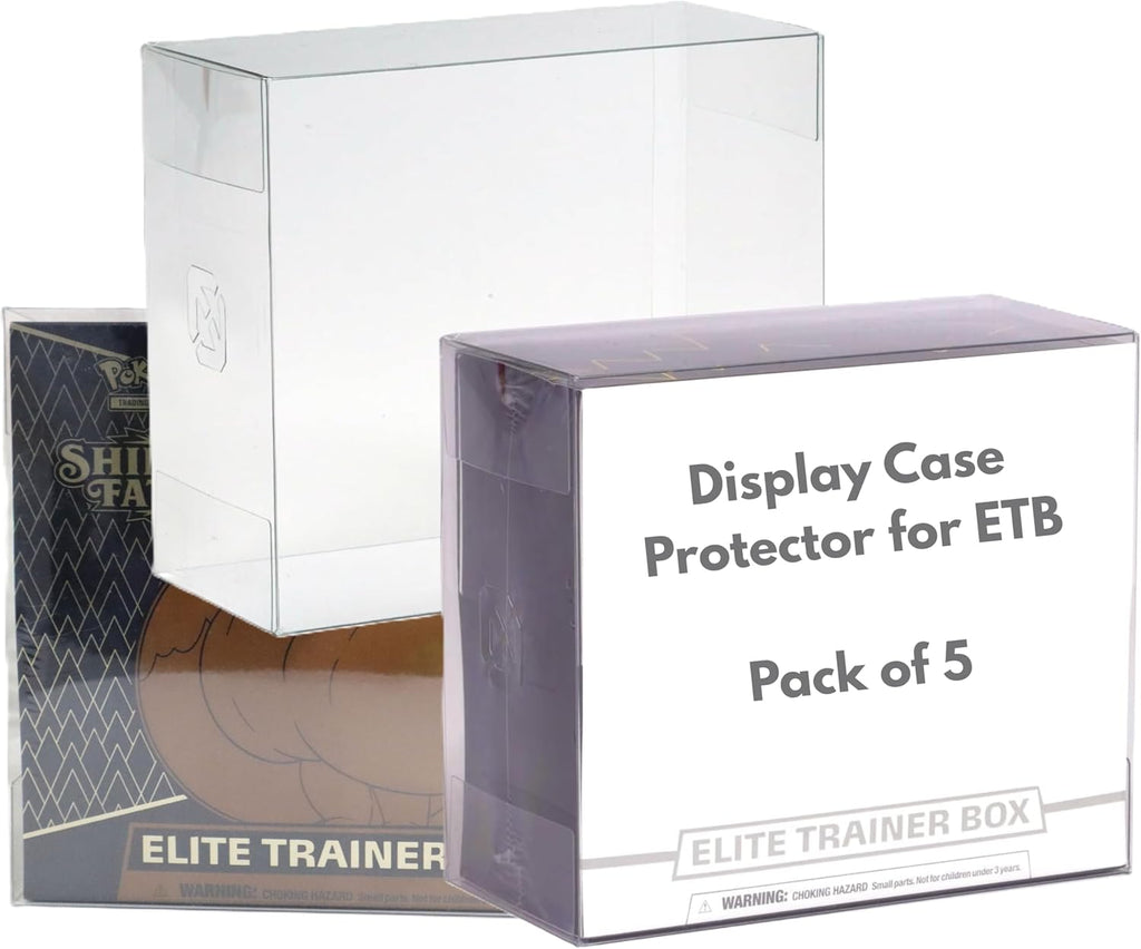 Plastic Display Case for Pokemon ETB - 5-Pack - Pokemon ETB Case Protectors for Elite Trainer Boxes like Paldean Fates, 0.50Mm Archival Grade Clear Plastic, Soft Crease, Easy to Assemble