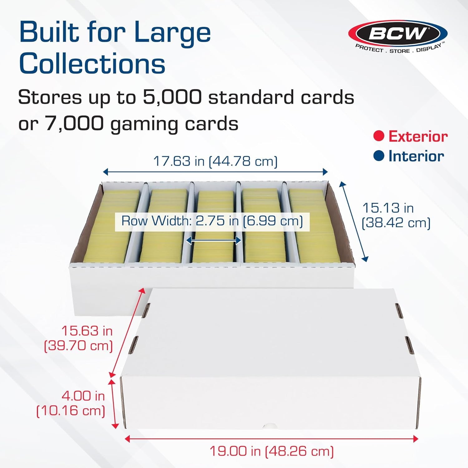 5000Ct Trading Card Storage Boxes (Full Lid) – 2 Pack | TCG & MTG Card Storage Organizer | Fits Card Dividers & Sorting Tray | Corrugated Cardboard Box for Collectible Cards