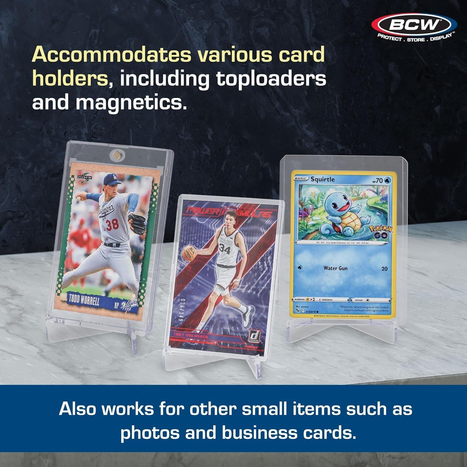 Card Stands - Set of 10 | Crystal Clear Transparent Mini Easels for Picture Display | Durable & Sturdy Design | Perfect for Trading Cards, Sports Memorabilia, Use at Home, Office, Shop, and More