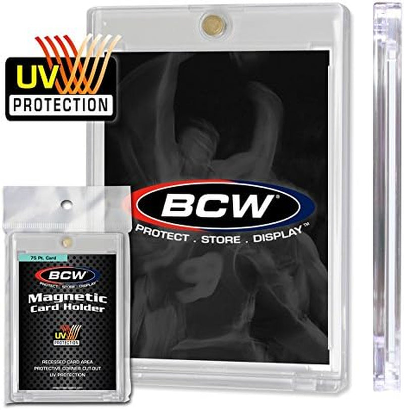 Magnetic Card Holder - 75 PT Thickness - 18Ct | Protective Display Card Case with Secure Gold Magnet Closure | UV Protection, Quick Access Design for Sports, Gaming, and Collectible Cards