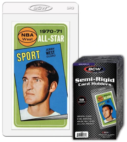 Semi-Rigid Card Holder #3 - 50 Ct | Crystal Clear, High-Quality PVC | Premium Graded Card Submissions Sleeve for Tall Trading Cards | Ideal for Grading Enthusiasts and Secure Card Mailing