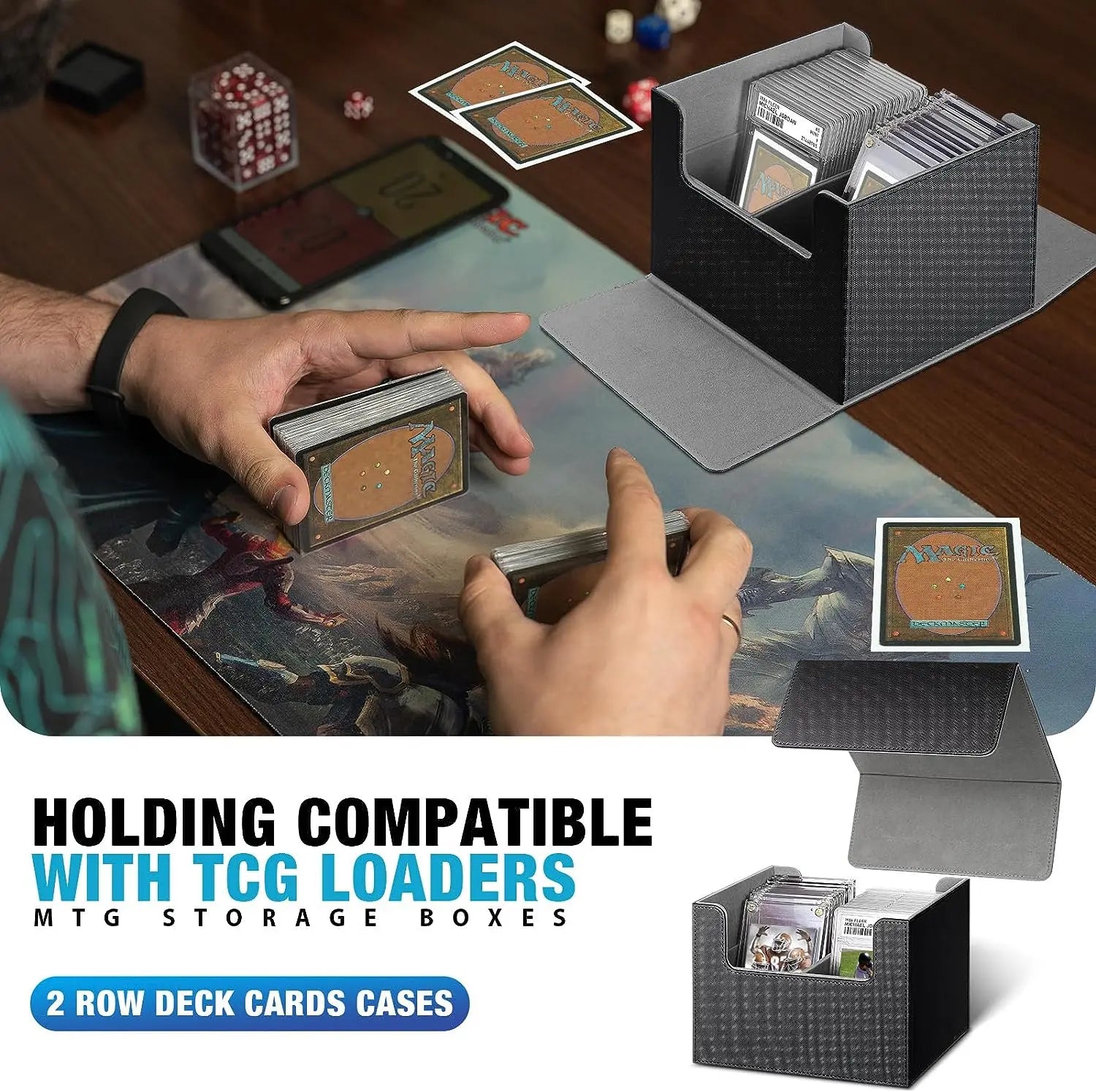 100+Trading Card Deck Box Storage Holder Organizer Cards Case for Card Collectible Game Card Cases Protectors Container