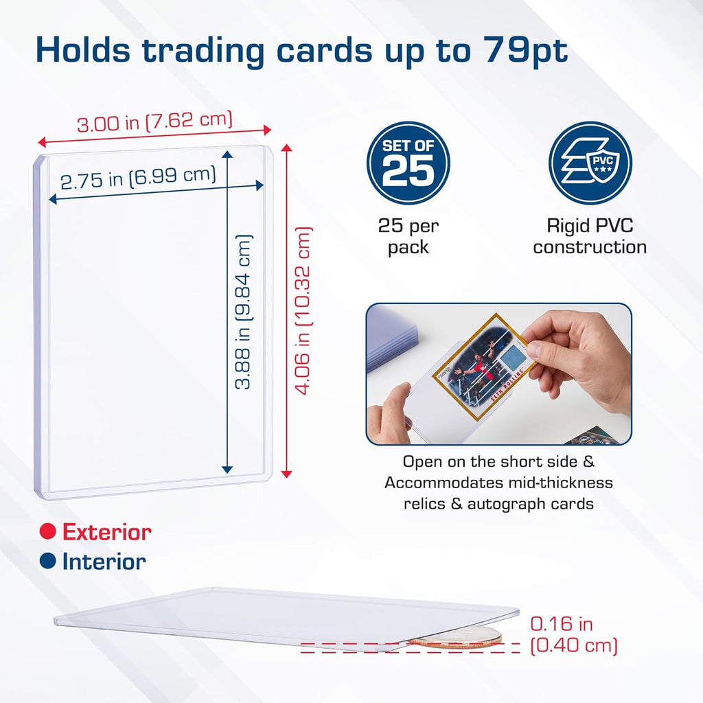 79 PT. Thick Card Topload Holder - Pack of 25 | Durable Rigid PVC Toploader | Toploaders for Memorabilia, Jersey, Patch, and Relic Cards | Ideal for Collectors and Hobbyists