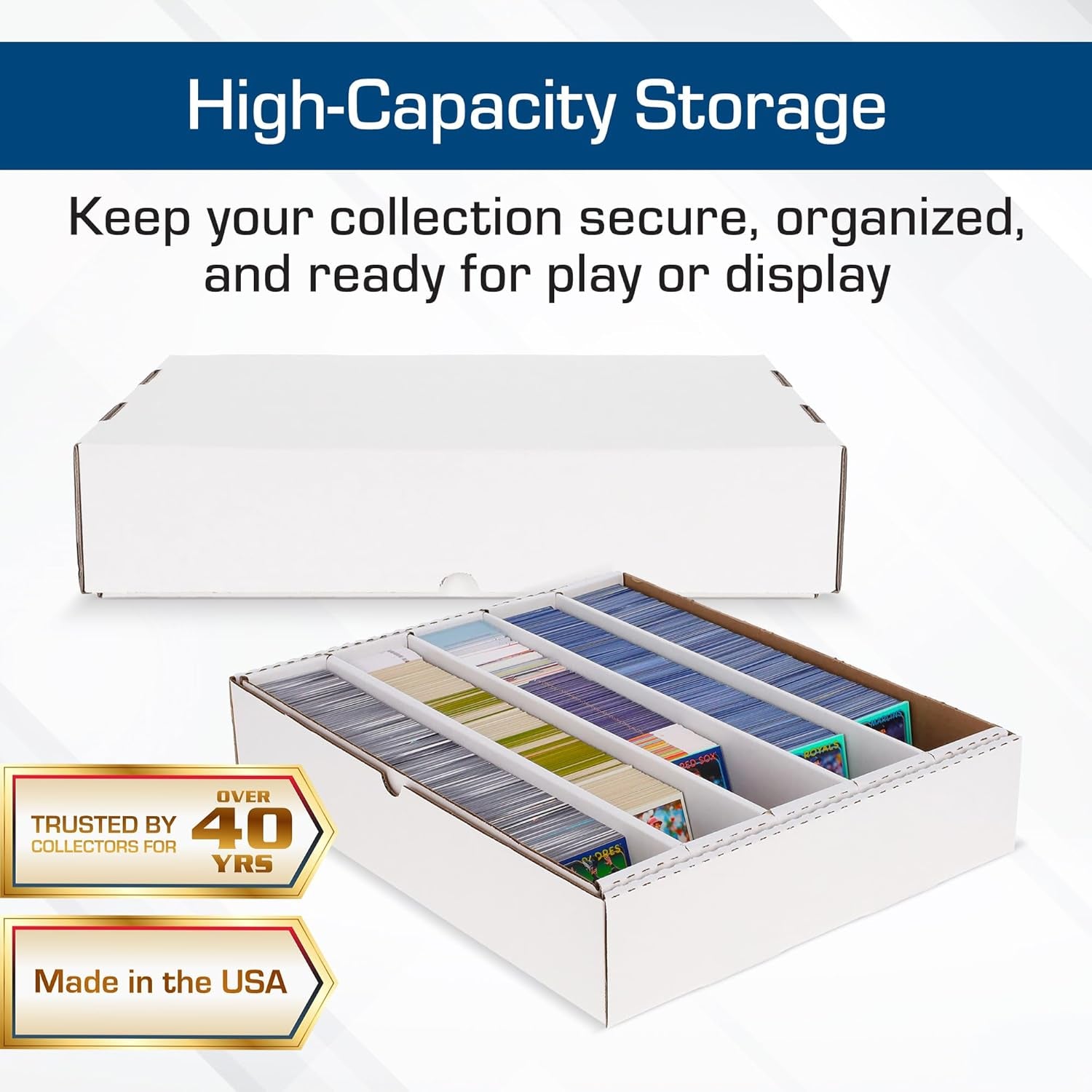 5000Ct Trading Card Storage Boxes (Full Lid) – 2 Pack | TCG & MTG Card Storage Organizer | Fits Card Dividers & Sorting Tray | Corrugated Cardboard Box for Collectible Cards