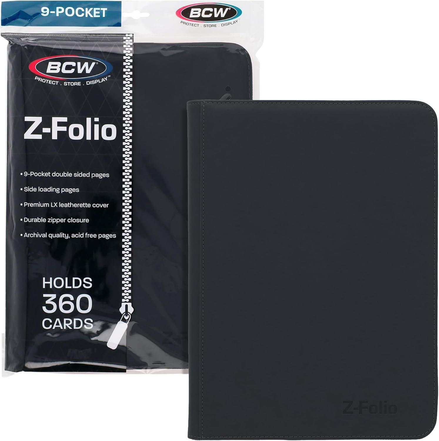 Top Loader Binder | 9-Pocket LX Album | Black Leatherette Toploader | Archival Safe | Side-Loading Pages | Holds 252 Standard 3X4 Toploaders | Ideal for Sports, Trading, and Gaming Cards